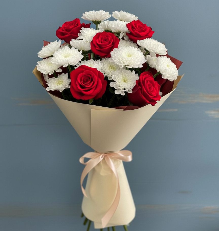 Букет цветов из: Розы и Хризантемы в Верхней Туре