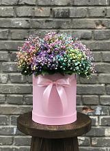 Цветочная композиция из Гипсофила и Розы в шляпной коробке в Верхней Туре
