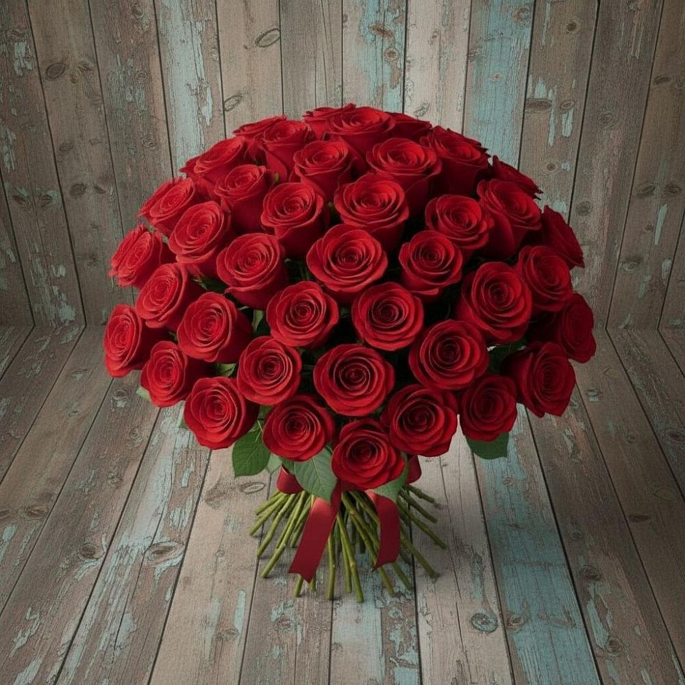 Букет 55 Красных роз Фридом в Верхней Туре