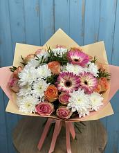 Букет цветов из:  Розы, Герберы и Хризантемы #REPLACE_PRED# Верхней Туре