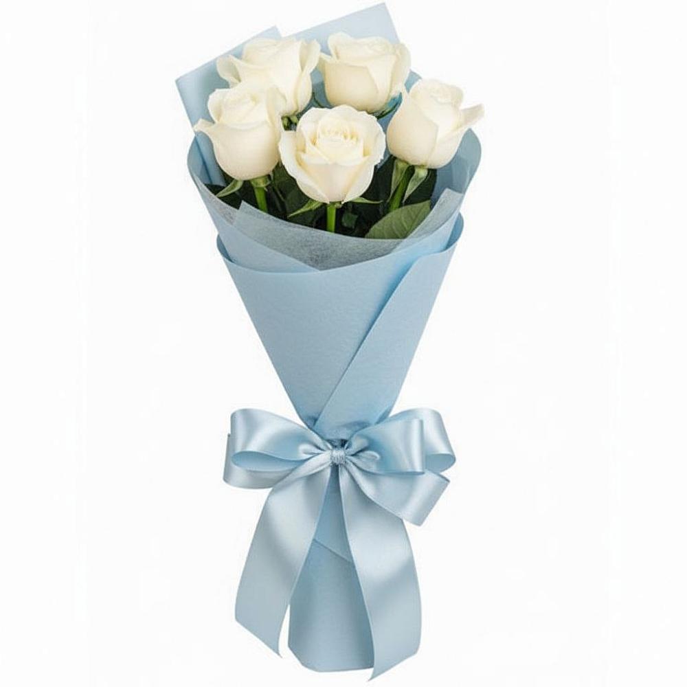 Букет 5 Белых роз Проуд в Верхней Туре