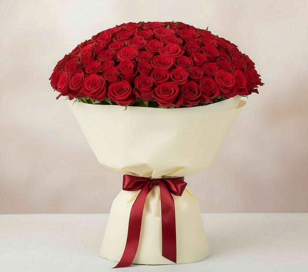 Букет 101 Красная роза Милано в Верхней Туре