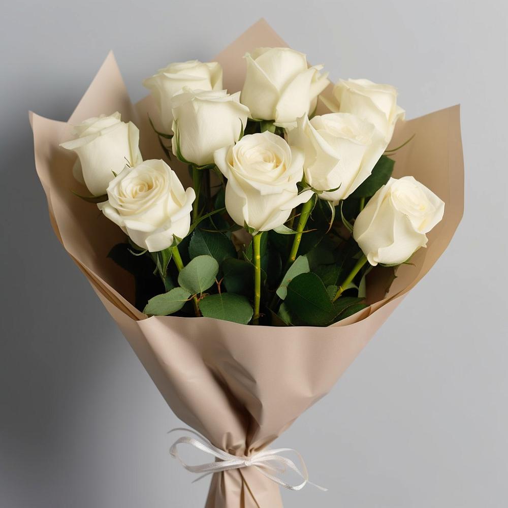 Букет 9 Белых роз Эдлесс Лав в Верхней Туре