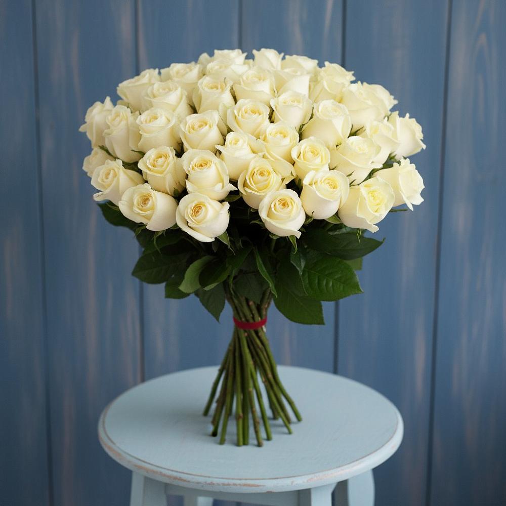 Букет 51 Белая роза Эдлесс Лав в Верхней Туре