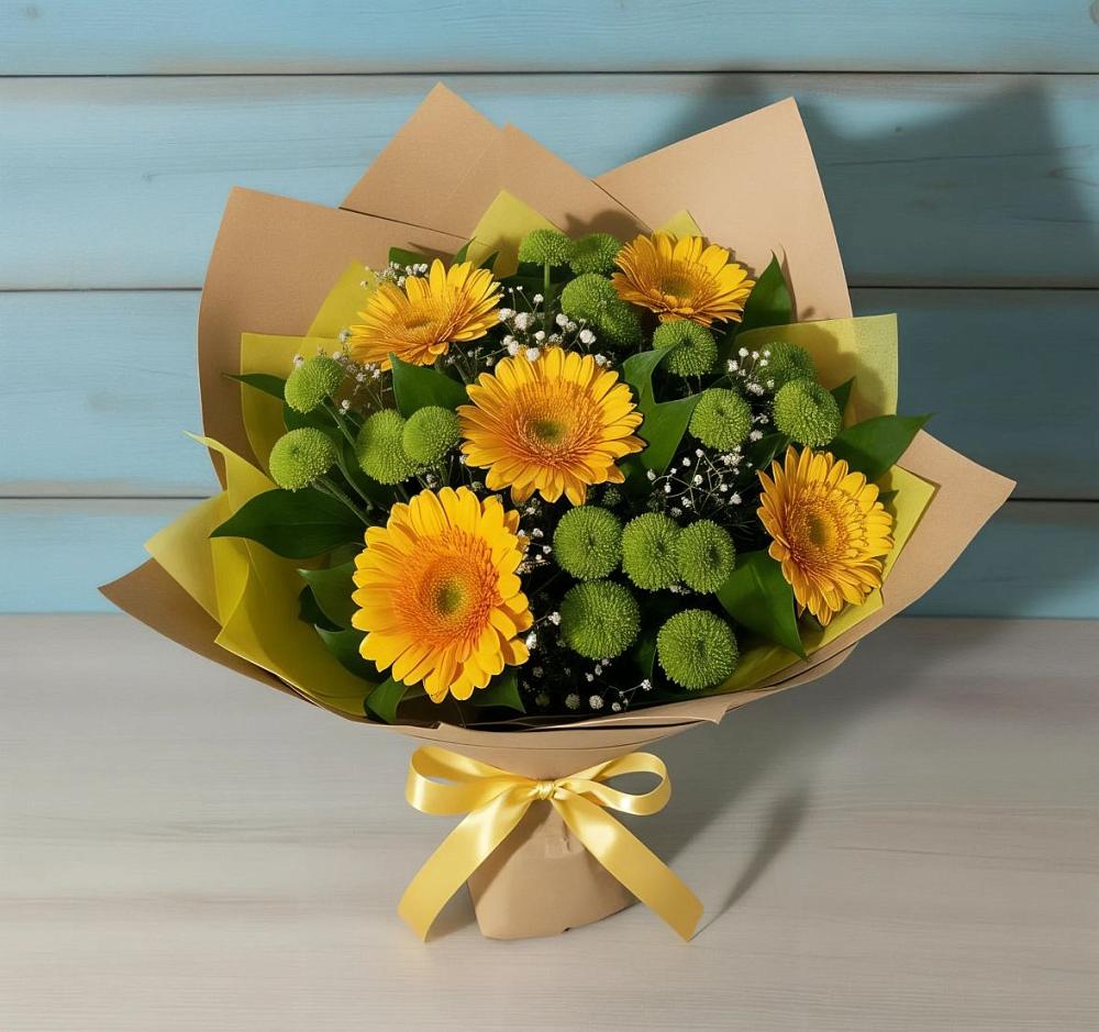 Букет цветов из: Герберы и Хризантемы в Верхней Туре