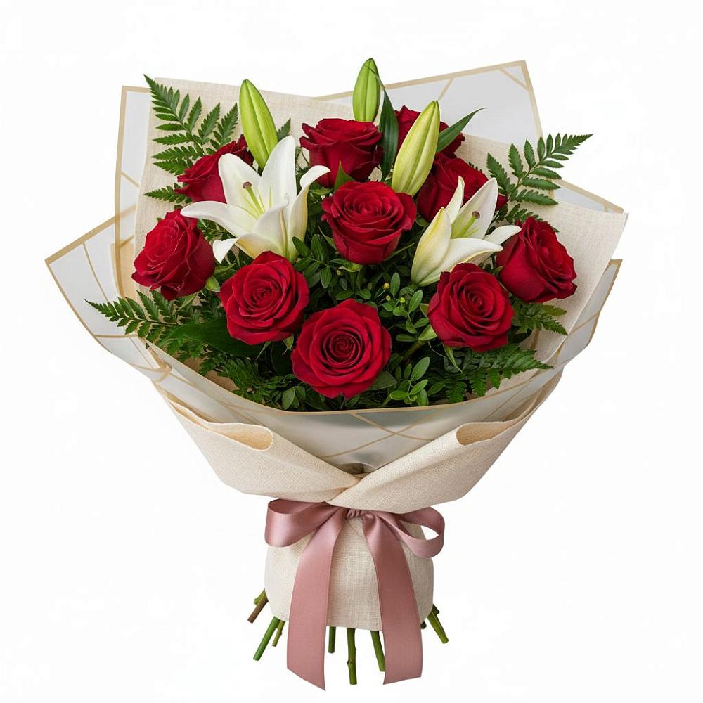 Букет цветов из: Лилии и Розы в Верхней Туре