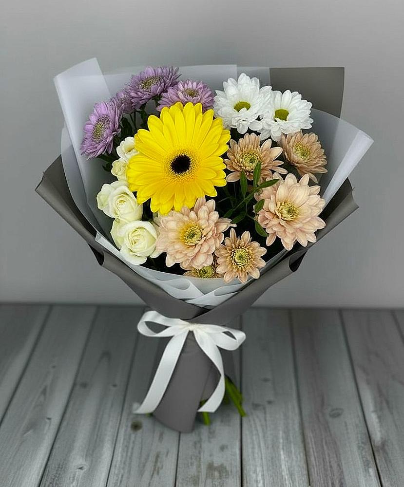Букет цветов из: Розы, Герберы и Хризантемы в Верхней Туре