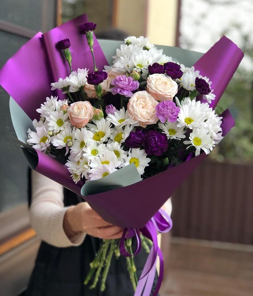 Букет цветов из: Хризантемы, Гвоздики и Розы в Верхней Туре