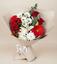 Букет цветов из:  Розы, Хризантемы, Герберы и Лилии в Верхней Туре