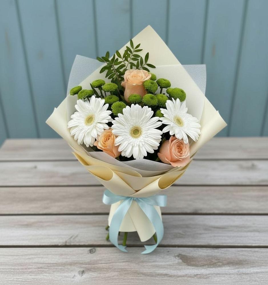 Букет цветов из: Герберы, Розы и Хризантемы в Верхней Туре