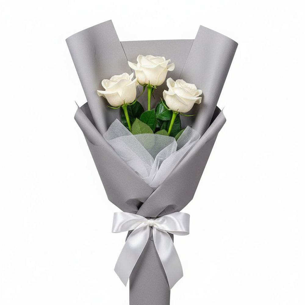 Букет 3 белые розы в Верхней Туре