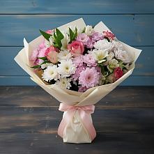 Букет цветов из:  Хризантемы, Альстромерии и Розы в Верхней Туре