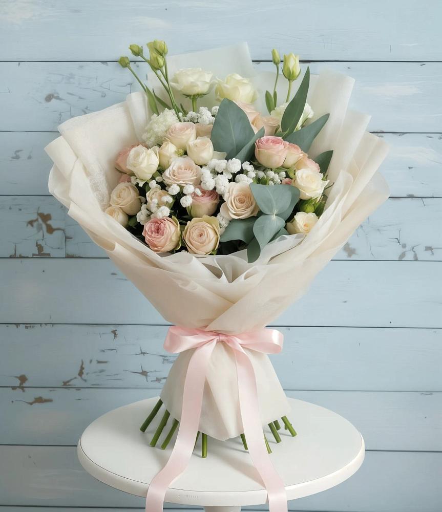 Букет цветов из: Розы и Лизиантусы в Верхней Туре