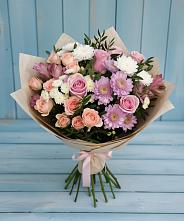 Букет цветов из:  Хризантемы, Розы и Альстромерии в Верхней Туре