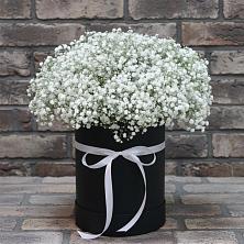 Цветочная композиция из Гипсофила в шляпной коробке в Верхней Туре