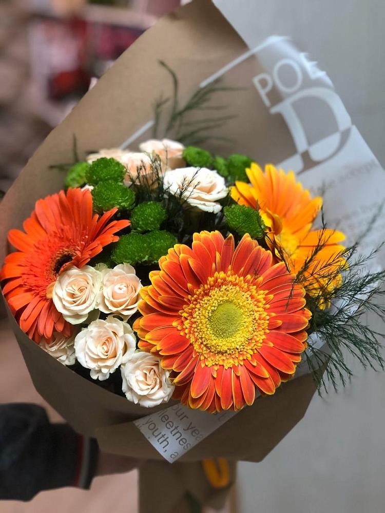 Букет цветов из: Герберы, Хризантемы и Розы в Верхней Туре